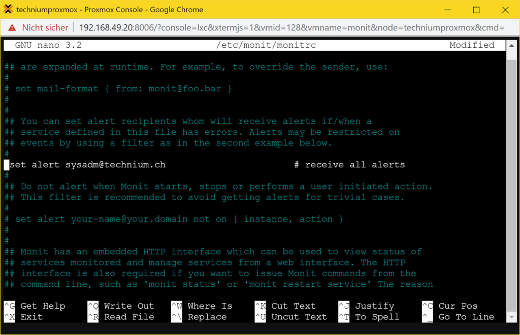 Debian Monit konfigurieren (und installieren) - Tutorial - set alert