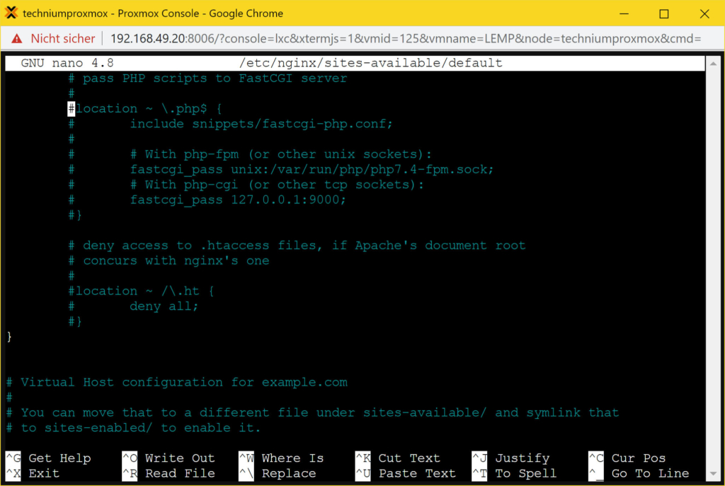 Ubuntu 20.04 LEMP Server installieren - nginx location