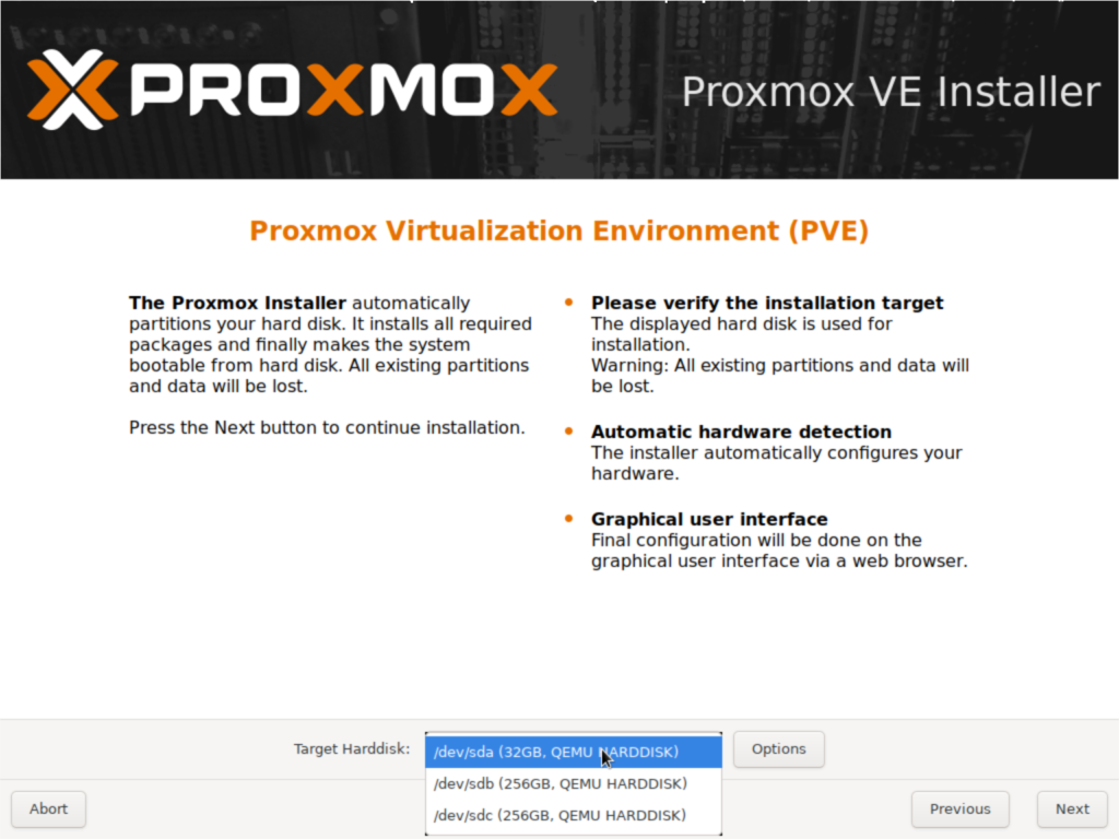 Proxmox VE Installer Drive