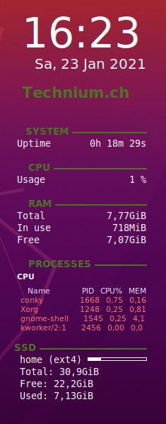 Ubuntu 20.04 Conky installieren - config2