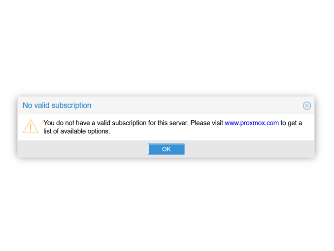 Proxmox No valid subscription