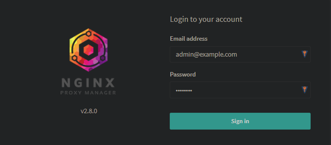 NginxProxyManager-Erstanmeldung