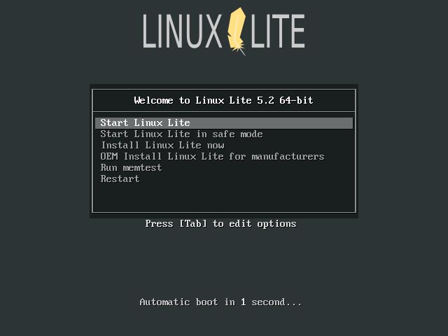Linux Lite 5.2 installieren - boot