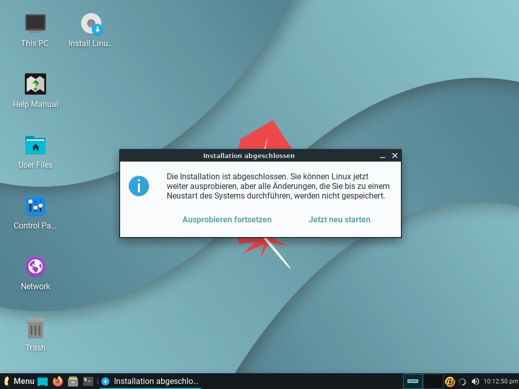 Linux Lite 5.2 installieren - reboot