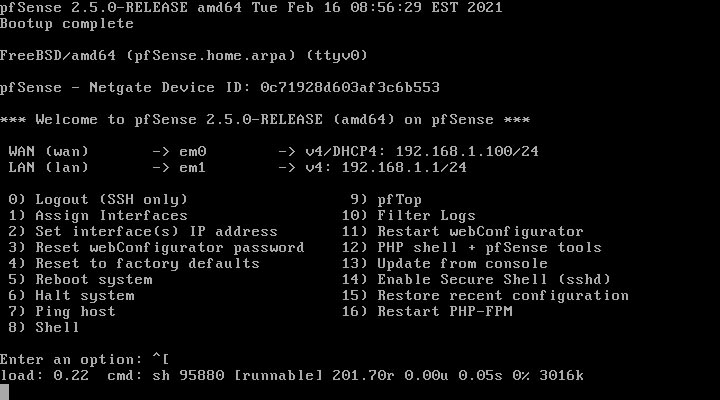 pfSense 2.5.0 installieren - first boot