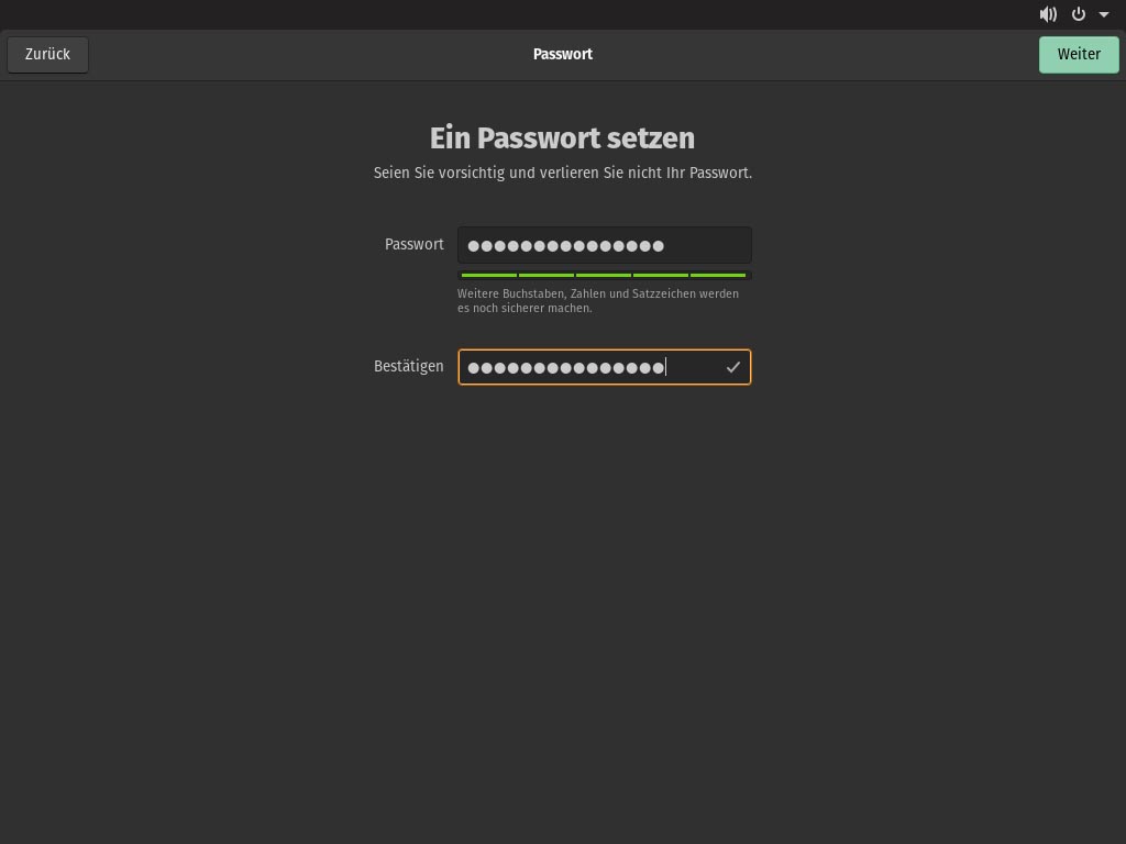 Pop!_OS 20.10 installieren - passwort
