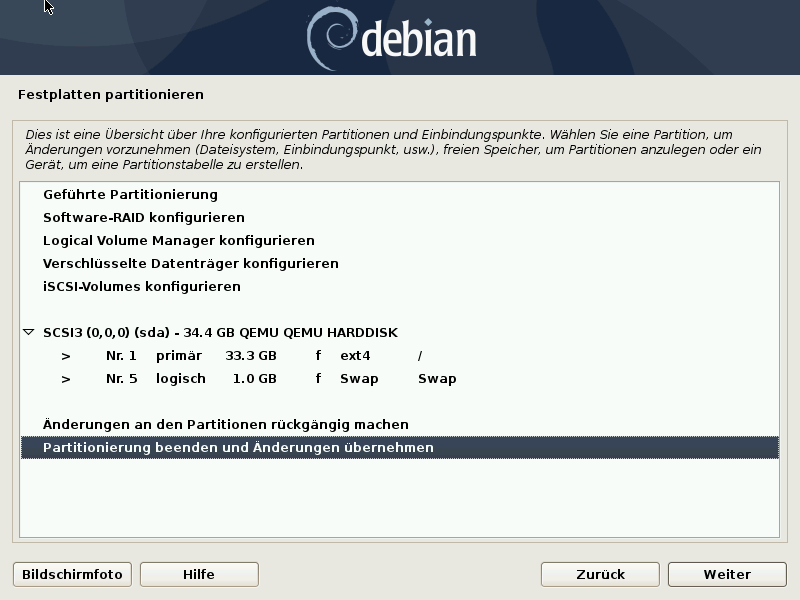 Debian 10.8.0 Server installieren - disk confirm