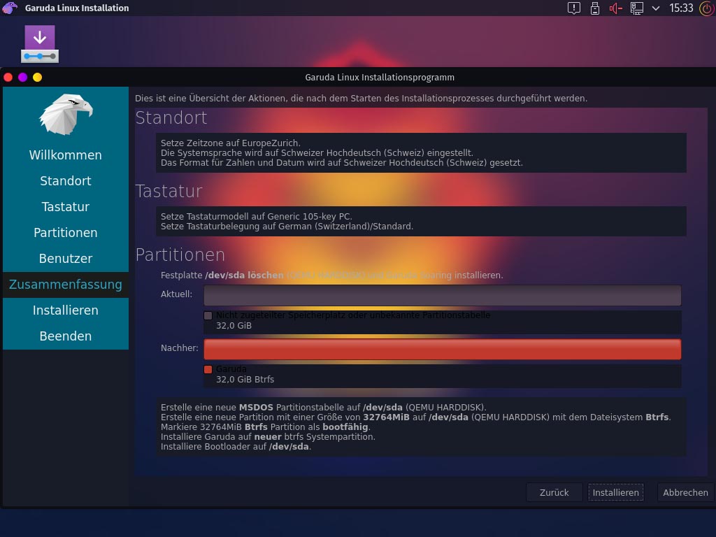 Installation de Garuda Linux - Résumé