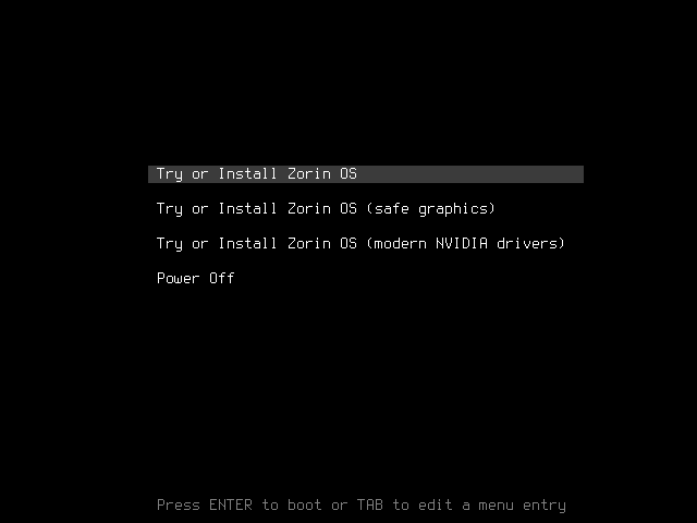Zorin OS 16 installieren - boot
