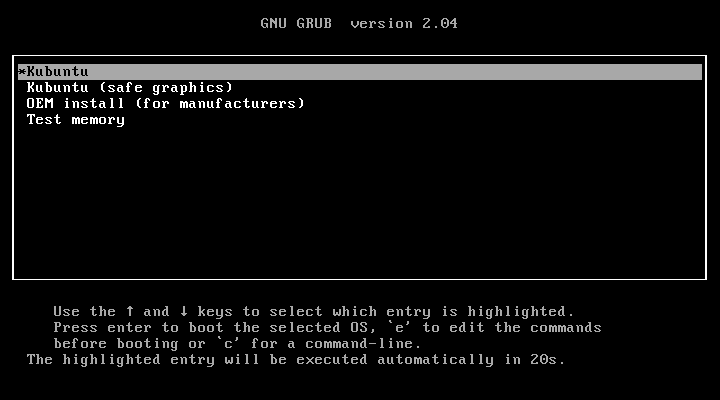 Kubuntu 21.04 installieren - boot