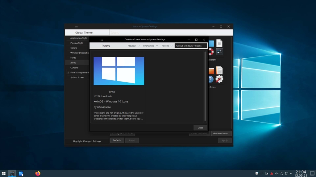 Installer le thème Kubuntu Windows 10 - Icônes Windows