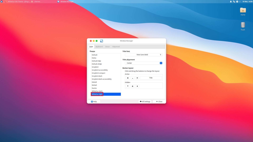 Xubuntu macOS Theme installieren - window manager style