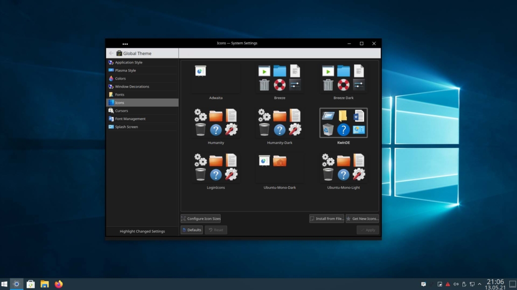 Kubuntu Windows 10 Theme installieren - edit panel