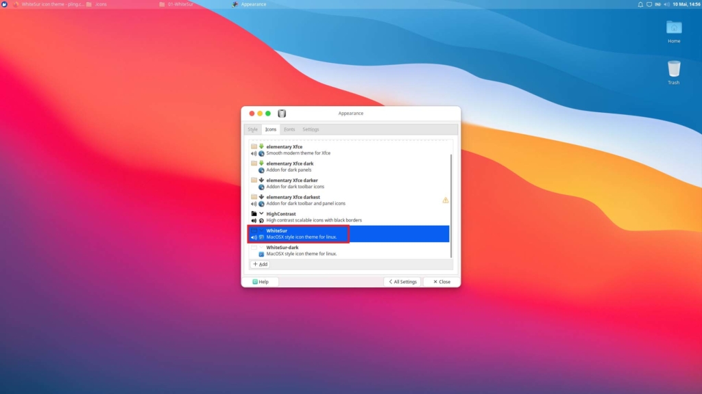Installer le thème Xubuntu macOS - apparence de l'icône