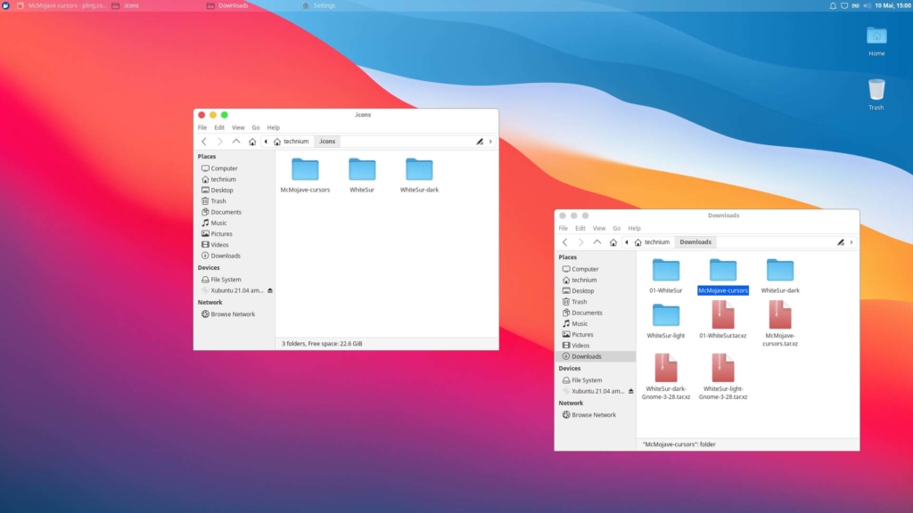 Installer le thème macOS Xubuntu - pointeurs