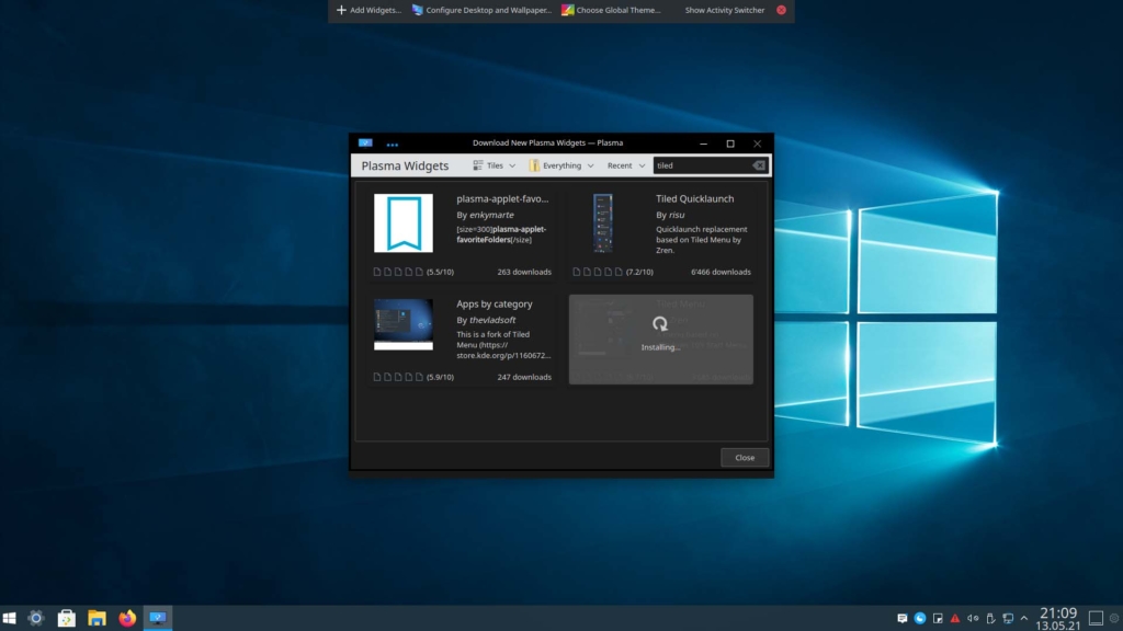 Installer le thème Kubuntu Windows 10 - Menu en mosaïque