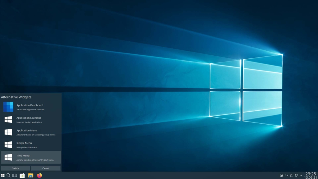 Kubuntu Windows 10 Theme installieren - Tiled Menu