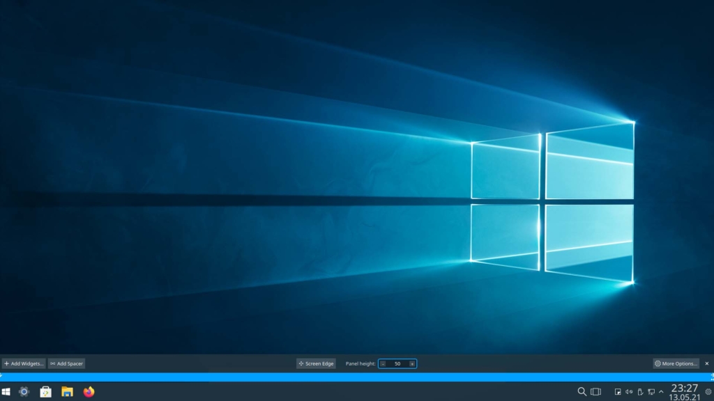 Installer le thème Kubuntu Windows 10 - Hauteur du panneau 50
