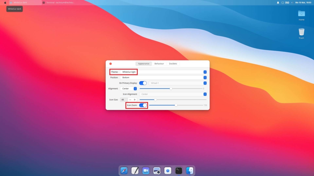 Xubuntu macOS Theme installieren - plank apperance