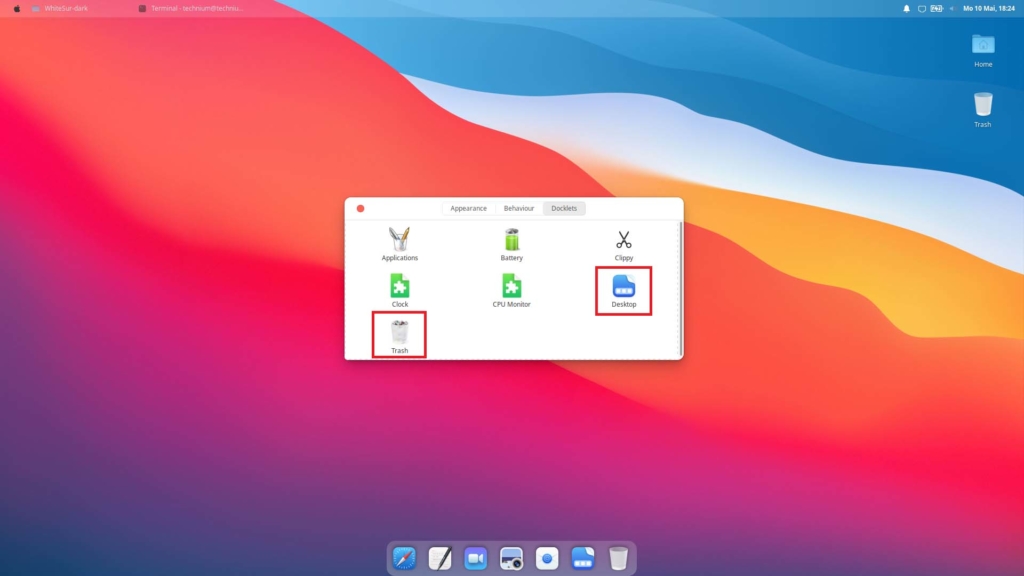 Xubuntu macOS Theme installieren - plank docklets