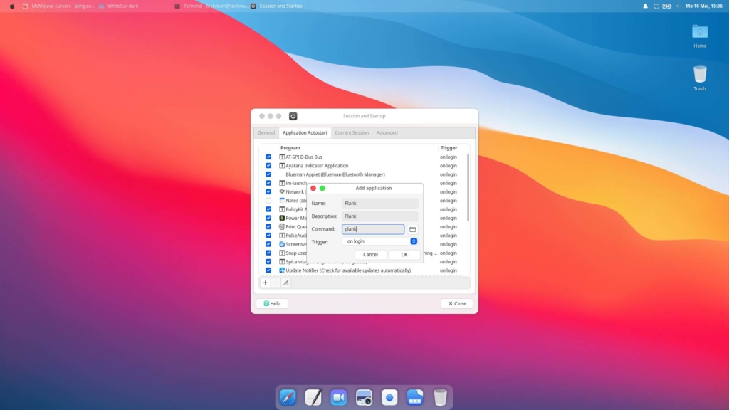 Xubuntu macOS Theme installieren - plank startup