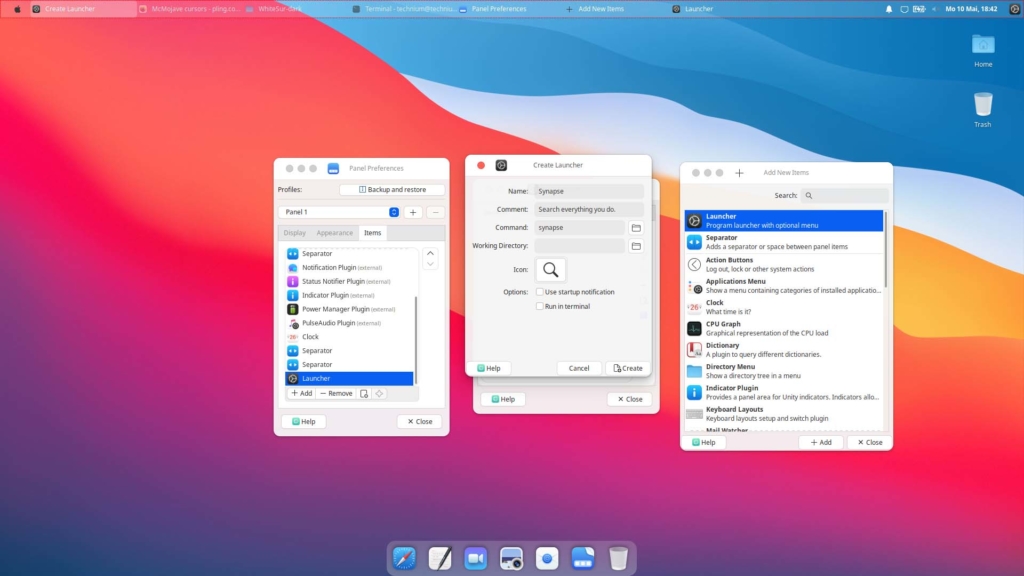 Xubuntu macOS Theme installieren - panel create launcher
