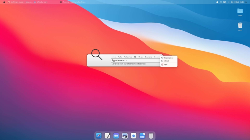 Xubuntu macOS Theme installieren - search preferences