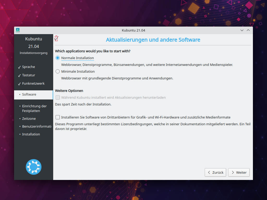 Kubuntu 21.04 installieren - Aktualisierungen