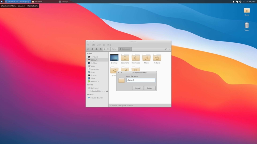 Xubuntu macOS Theme installieren - create .themes folder