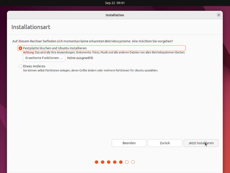 Ubuntu 22.10 installieren tutorial technium 5
