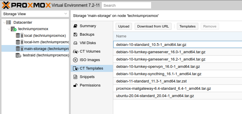 Proxmox Container List