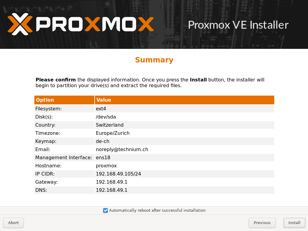 Proxmox 7.3 installieren Tutorial Technium 7