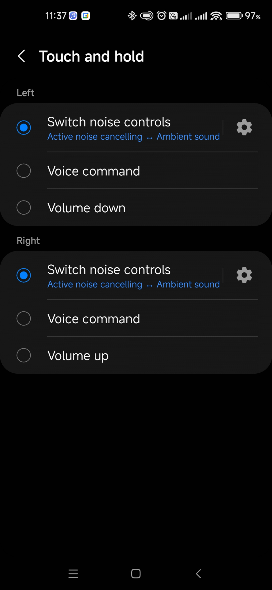 Samsung Galaxy Buds2 Pro App touch and hold