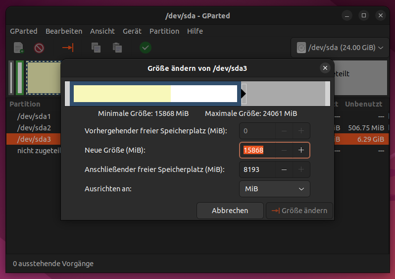 Ubuntu LVM mit GParted vergroessern 5 vergroessern