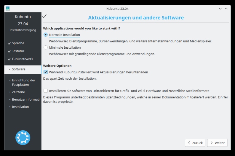 Kubuntu 23.04 installieren 4 aktualisierung und andere software