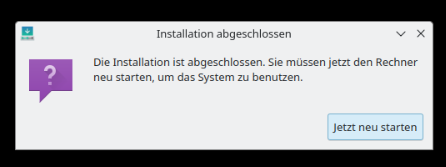Kubuntu 23.04 installieren 8 neu starten