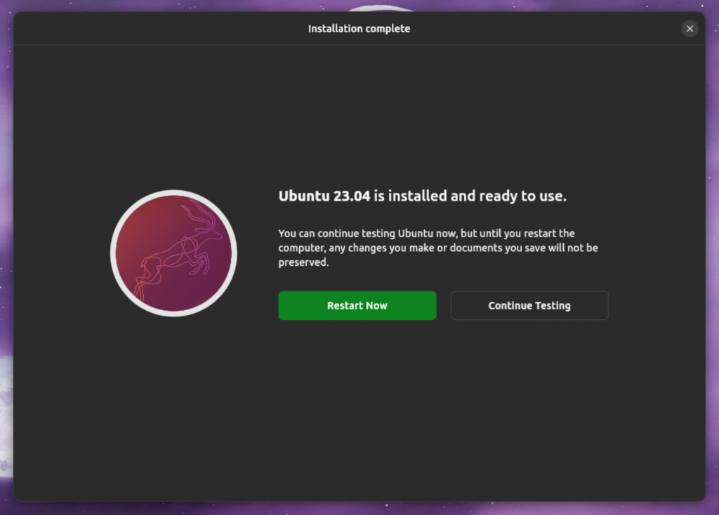 Ubuntu 23.04 installieren Tutorial 12 neu starten