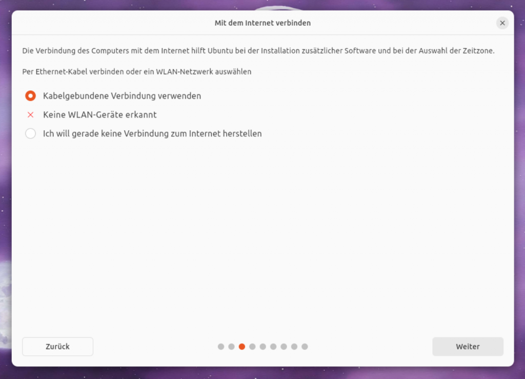 Ubuntu 23.04 installieren Tutorial 5 Internetverbindung herstellen