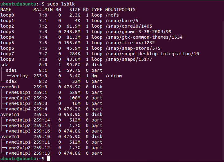 Ubuntu Festplatte clonen mit dd Tutorial 5 lsblk