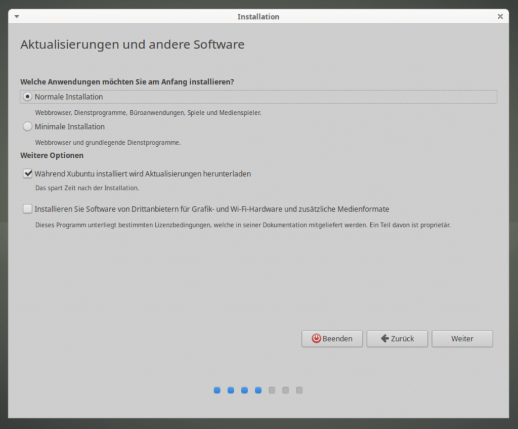 Xubuntu 23.04 installieren 4 Aktualisierungen Technium