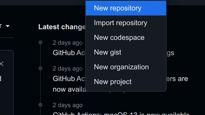 Github Repository erstellen github create new repository plus button Technium.ch