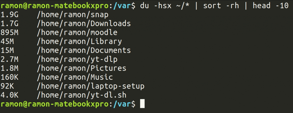 Linux 10 grösste Dateien finden
