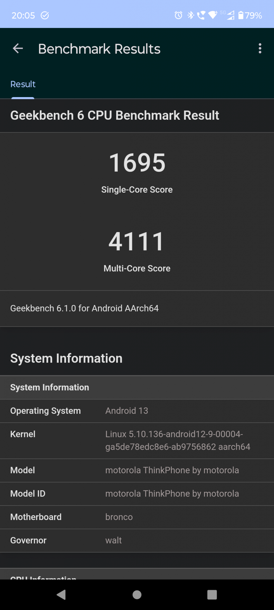 Lenovo ThinkPhone Geekbench 6 CPU Score