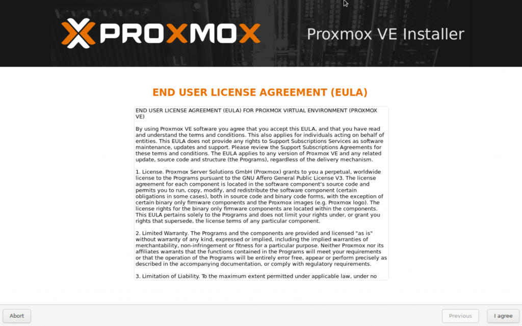 Proxmox 8.0 installieren Tutorial 2 eula