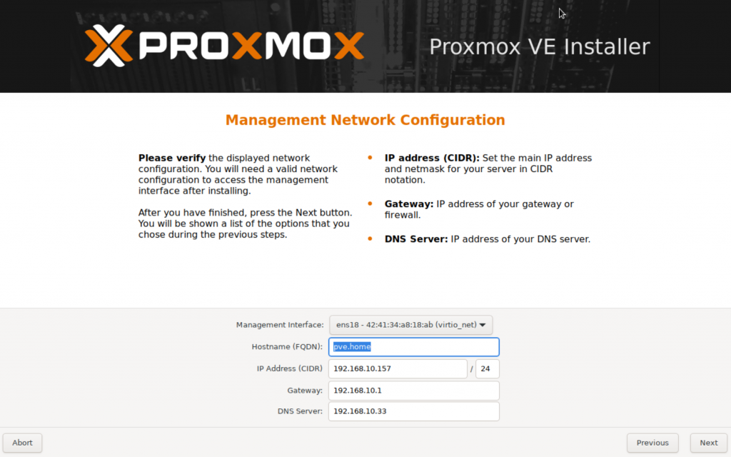 Proxmox 8.0 installieren Tutorial 6 network