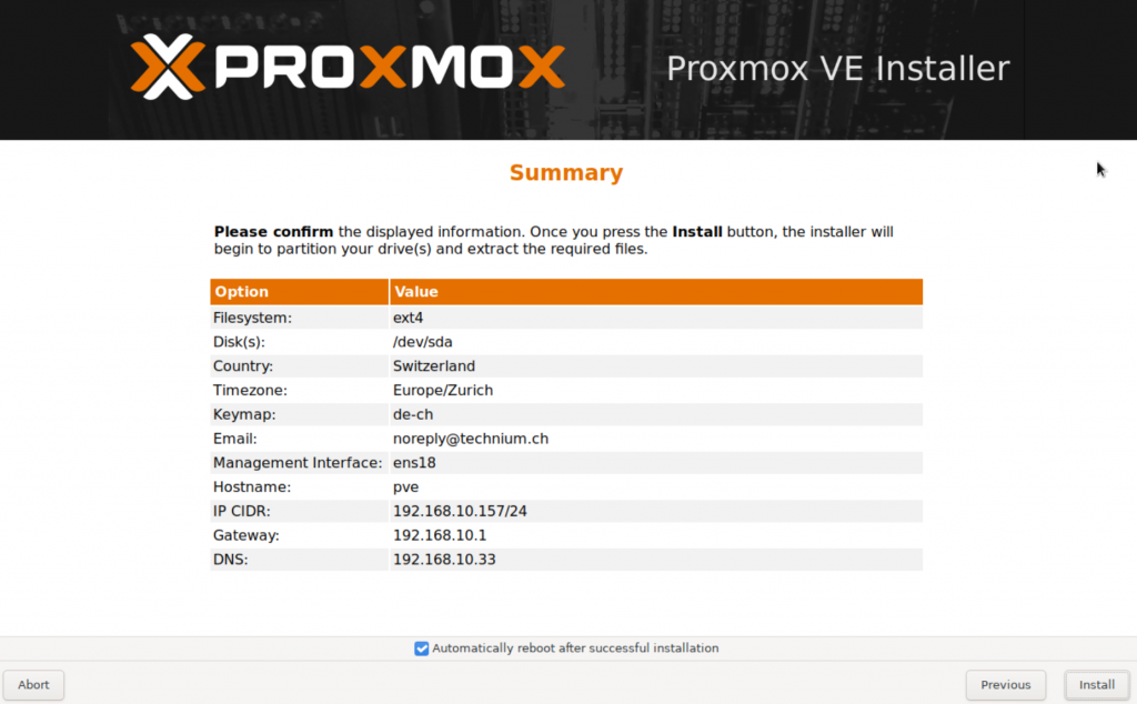 Proxmox 8.0 installieren Tutorial 7 summary
