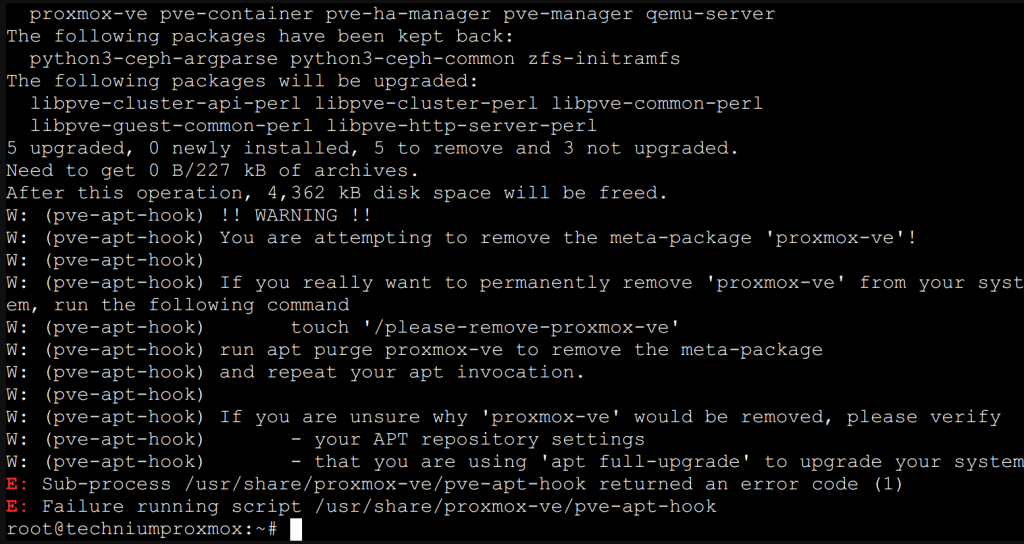 Upgrade Proxmox 8.0 Tutorial 4 upgrade error