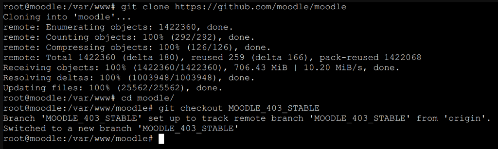 Debian 11 Moodle 4.3 installieren Tutorial 4 git clone git checkout