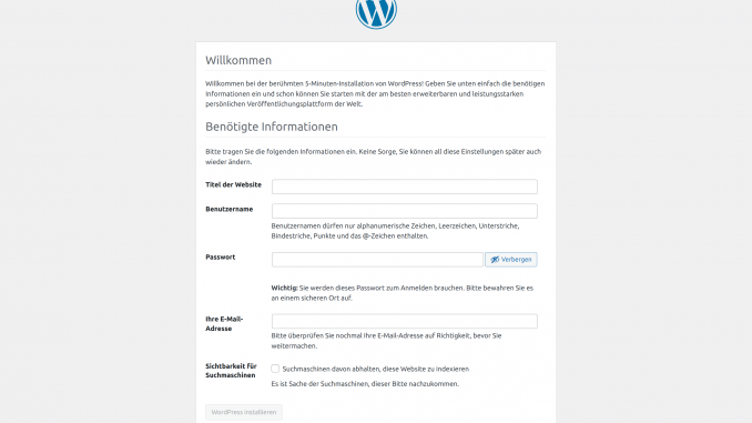 WordPress LXC Container installieren Tutorial