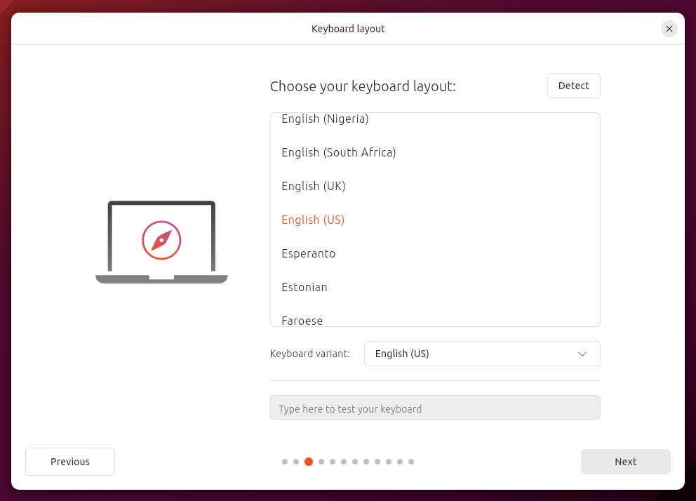 Choose Ubuntu 24.04 keyboard layout